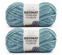 Bernat Forever Fleece Seaglass - Ovillo de lana de vidrio de mar, paquete de 2 unidades de 280 g, 100% poliéster, #6, súper voluminoso, 194 yardas, tejido de punto/ganchillo