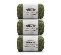 Bernat Hilo de macramé y oliva, paquete de 3 unidades de 250 g, algodón, #6 súper voluminoso, para tejer, ganchillo y manualidades