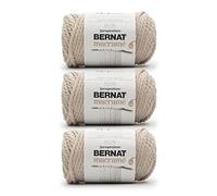 Bernat Macrame - Paquete de 3 ovillos de hilo de algodón #6 de 250 g, color gris pardo
