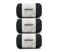 Bernat Macrame - Paquete de 3 ovillos de hilo de algodón #6 de 250 g, color negro