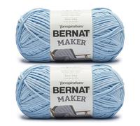 Bernat Maker Soft - Hilo de color azul celeste suave, 2 ovillos de 250 g, 72% algodón, 28% nailon, calibre n.º 5, voluminoso, 290 m, para tejer, ganchillo y amigurumis