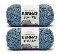 Bernat Maker Steel - Ovillo de hilo azul - 2 unidades de 250 g - 72% algodón, 28% nailon - #5 voluminoso - 290 m - para tejer, ganchillo y amigurumis