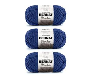 Bernat Manta de hilo azul marino, paquete de 3 unidades de 150 g/5.3 oz - poliéster, 6 súper voluminosos - 108 yardas - Tejido/ganchillo