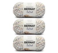 Bernat Ovillo de lana de fieltro crudo - Paquete de 3 unidades de 9.2 onzas - Fibra mezclada - #6 súper voluminoso - 249 yardas - Tejer, ganchillo y manualidades