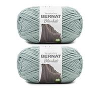 Bernat Ovillo para mantas, paquete de 2 de 10.5 onzas, poliéster, 6, superesponjoso, 220 yardas, tejido de punto/ganchillo, color verde ahumado