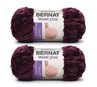 Bernat Velvet Plus Burgundy Plum - Hilo de color burdeos, 2 ovillos de 300 g, poliéster, 6 supergrueso, para punto y ganchillo