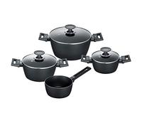 Berndes Batería de Cocina 4 Piezas en Aluminio para Inducción, Tapas de Cristal, Antiadherente, Compatible con Todo Tipo de Fuegos