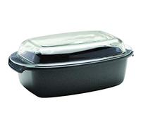 Berndes Enduro - Asador multiusos con tapa de cristal 33 x 21 cm, 5,2 litros, aluminio fundido