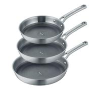 Berndes Tricion Resist - Juego de 3 sartenes (20 cm, 24 cm y 28 cm, revestimiento antiadherente, resistente a los arañazos y al horno, apto para inducción, construcción de 3 capas, mango de acero