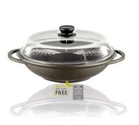 Berndes Wok con Tapa de Cristal y Accesorios, Aluminio, Negro, 32 cm cm, 3 Unidades de Medida