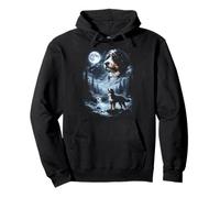 Bernedoodle Howling to The Moon Retro Doodle Doodle Dog Sudadera con Capucha