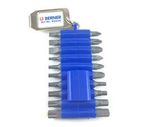 Berner Juego de puntas profesionales con clip para cinturón y 20 puntas de estrella y hexágono interior Torx flexibles