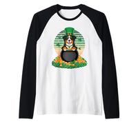 Bernese Dog St. Patrick's Day Clover Camiseta Manga Raglan