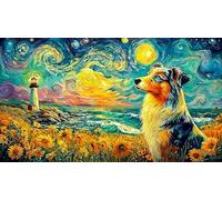 Bernese-Mountain-Dog-by-Lighthouse Puzzle para Adultos 1000 Piezas Juego Familiar Divertido y desafiante Papel Reciclado para decoración Mural y Regalos 38x26/1000pcs