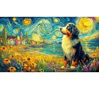 Bernese-Mountain-Dog-by-The-Sea 1000 Piezas Puzzle Educativo Papel Reciclado Juego Familiar Desafiante para Adultos 38x52/1000pcs