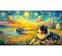 Bernese-Mountain-Dog-by-The-Sea 1000 Piezas Puzzle Educativo para Adultos y niños Papel Reciclado Desafiante Actividad en casa 38x26/1000pcs