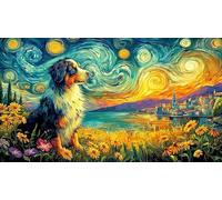 Bernese-Mountain-Dog-by-The-Sea 1000 Piezas Puzzle Reciclado Juego desafiante Educativo para Adultos Decoración Mural Hermosa Regalo 38x52/1000pcs