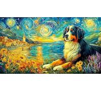 Bernese-Mountain-Dog-by-The-Sea Puzzle Adultos 1000 Piezas Papel Reciclado Juego Familiar Desafiante para decoración Mural y Regalos 70x50/1000pcs