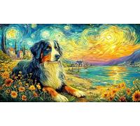 Bernese-Mountain-Dog-by-The-Sea Puzzle de 1000 Piezas Reciclado Juego desafiante Educativo para Adultos Regalo para Mujeres y Hombres 38x26/1000pcs