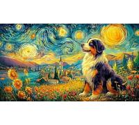 Bernese-Mountain-Dog-by-The-Sea Puzzle para Adultos 1000 Piezas Decoración Mural Hermosa Papel Reciclado Juego Educativo Regalo 38x26/1000pcs