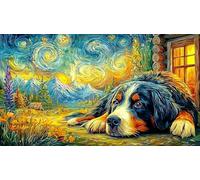 Bernese-Mountain-Dog-in-Cozy-Cabin 1000 Piezas Puzzle de Papel Reciclado Juego Educativo relajación para Adultos y niños de 12 años y más 38x26/1000pcs