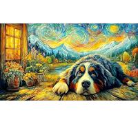 Bernese-Mountain-Dog-in-Cozy-Cabin Puzzle de 1000 Piezas Reciclado Regalo Divertido Juego Familiar para Adultos y niños de 12 años en adelante 38x52/1000pcs