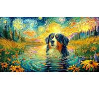 Bernese-Mountain-Dog-in-Rainbow-Waters 1000 Piezas Puzzle Adultos Papel Reciclado Juego desafiante Educativo Regalo para Mujeres y Hombres 38x52/1000pcs