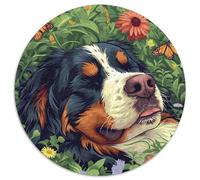 Bernese Mountain Dog Puzzle 1000 piezas Planta Animal Ronda Puzzle Juego Casual Decoración de Pared para Desafío de Actividades Familiares 1000 unidades (67,5 x 67,5 cm)