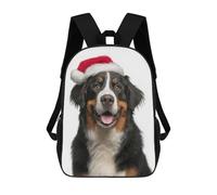 Bernese Mountain Dog Santa Portrait Mochilas Impresas En 3D Para Niños, Mochila Escolar, Mochila Informal Para Exteriores, Mochila Informal De Moda Para Niños, Lindas Bolsas De Viaje 17inch
