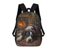 Bernese Mountain Dog Sleeping by Christmas Fireplace Mochila, Mochila Escolar Impresa En 3D, Bolsa Para El Almuerzo Escolar, Mochila De Viaje, Mochila Para Amigos, Mochila Escolar Para Niñas Y Niños 1