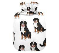 Bernese Mountain Dogs - Bolsa de agua caliente blanca con funda de terciopelo suave, bolsa de agua caliente para cuello, hombros y calambres menstruales, tamaño mediano