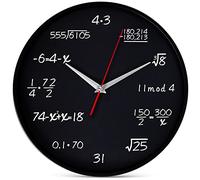 Bernhard Products Math Wall Clock Black 12 Inch Silent Non-Ticking Unique Gift for Teacher/Student/Engineer Graduate Quartz Round Battery Operated, Home Office School Classroom, Mathematical Equations