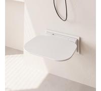 Bernkot Asiento de ducha plegable para montaje en pared, plegable, 40 x 39 cm, para montaje en pared, color blanco