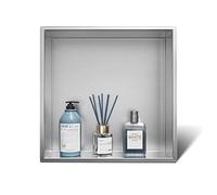 Bernkot Ducha de acero inoxidable 30 x 30 x 10 cm, nicho de pared, archivador para cuarto de baño, no necesita azulejos sobre la instalación de montaña, cepillado