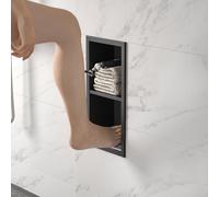 Bernkot Ducha nicho de pared de acero inoxidable 304 con estante, color negro mate, 31 cm x 12 cm, para baño, reposapiés con instalación sobre montaje, no requiere azulejos