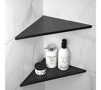 Bernkot esquinero Acero Inoxidable Ducha,Estante de Esquina para Ducha de Acero Inoxidable 304, sin Agujeros, para Cuarto de baño, Organizador de champú,254 x 254 x 355 mm,Negro,2 Piezas