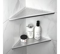Bernkot esquinero Acero Inoxidable Ducha,Estante de Esquina para Ducha de Acero Inoxidable 304, sin Agujeros, para Cuarto de baño, Organizador de champú,254 x 254 x 355 mm,Estirado por Filo,2 Piezas