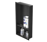 Bernkot Estante de Ducha de Acero Inoxidable Negro Mate de 24 x 12 Pulgadas, no Necesita Azulejos, Estante de Ducha Doble Empotrado para instalación de Montaje sobre el baño