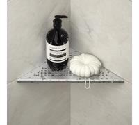 Bernkot Estante de Ducha de Esquina de 10'' Acero Inoxidable 304 Estantes de Esquina Empotrados Diseño de Ranura, Estante de Ducha de Baño para Pared de Azulejos, Sin Perforación, Cepillado, 1 Paquete