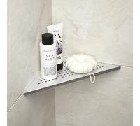 Bernkot Estante de Ducha de Esquina de 10'' Acero Inoxidable 304 Estantes de Esquina Empotrados Diseño de Ranura, Estante de Ducha de Baño para Pared de Azulejos, Sin Perforación, Cepillado, 1 Paquete
