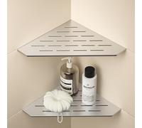 Bernkot Estante de ducha esquina, estantería de esquina resistente, estantería de ducha pentagonal, esquina para ducha, estante de baño empotrado para paredes de baldosas, 2 unidades