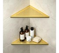 Bernkot Estante de ducha esquinero de acero inoxidable 304, diseño de ranura, estante de esquina triangular de 10 pulgadas, estante de baño de 1.5 mm de grosor para pared de azulejos, sin taladrar