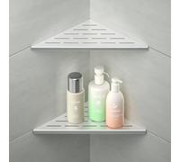Bernkot Estante de ducha esquinero de acero inoxidable 304, diseño de ranura, estante de esquina triangular de 10 pulgadas, estante de baño de 1.5 mm de grosor para pared de azulejos, sin taladrar,
