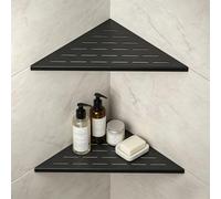 Bernkot Estante de ducha esquinero de acero inoxidable 304, diseño de ranura, estante de esquina triangular de 12 pulgadas, estante de baño de 1.5 mm de grosor para pared de azulejos, sin taladrar