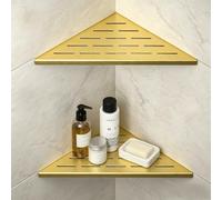 Bernkot Estante de ducha esquinero de acero inoxidable 304, diseño de ranura, estante de esquina triangular de 10 pulgadas, estante de baño de 1.5 mm de grosor para pared de azulejos, sin taladrar