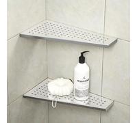 Bernkot Estante de Ducha esquinero de Acero Inoxidable 304 Pulido 304 Empotrado, estantes trapezoidales para champú con diseño de Rejilla, estantes de baño para Pared de Azulejos, sin Necesidad de
