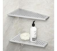 Bernkot Estante de esquina para ducha de acero inoxidable 304, sin taladrar, para baño, champú, soporte organizador, agujero cuadrado trapezoidal, 305 x 155 mm, 2 unidades