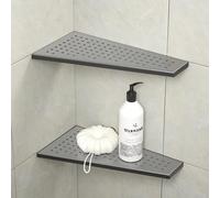 Bernkot Estante esquinero de Ducha, Estante Flotante Trapezoidal de 12 Pulgadas, Estante Flotante de Acero Inoxidable 304, Estante de baño Empotrado para Pared de Azulejos, sin taladrar (plomizo, 12