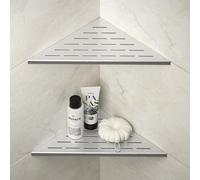 Bernkot - Estantería de ducha esquinera de acero inoxidable 304 para paredes de azulejos, estante empotrado para la renovación del cuarto de baño (cepillado, 305 mm)