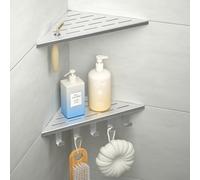 Bernkot Estantería esquinera de Ducha con Ganchos de Acero Inoxidable 304, para Paredes de Azulejos, empotrable, para renovación de baño,Cepillado